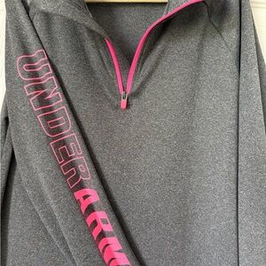 Under Armour YLG Gray and‎ Pink Quarter-Zip Tech Top Pullover GUC